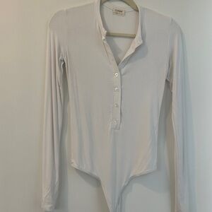 REVOLVE Clyque brand white Annie button up bodysuit